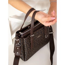 Just Polo Kadın Kahve Rengi 4 Bölmeli Ayarlanabilir Uzun Askılı Çanta ve Cüzdan Kombini