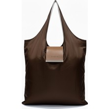 Çantam Gelsin Kahverengi Şık Tasarımlı Katlanabilir Market & Alışveriş ve Plaj Çantası Okul Çantası ( Çok Amaçlı)