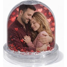 B&Nine Sevgiliye Özel Çift Taraflı Fotoğraflı Kar Küresi 8x8 cm