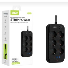 TeknoBeyza 6lı Çoklu Priz -2usb Type-C Hızlı Şarj Girişli Termal Akım ve Çocuk Korumalı Uzatma Prizi