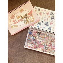 ÖZ OFİS Sanrio Kuromi Cinnamoroll My Melody Etiket Sticker Spiralli Defter Seti 10 Sayfa 500ADET