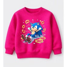 Efendioğlu Design Sweatshirt Altın Toplamış Sonic Baskılı 3iplik Şardonsuz Sweatshirt
