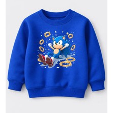Efendioğlu Design Sweatshirt Altın Toplamış Sonic Baskılı 3iplik Şardonsuz Sweatshirt