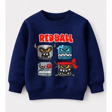 Efendioğlu Design Sweatshirt Red Ball Baskılı Pamuklu 3 Iplik Şardonsuz Sweatshirt