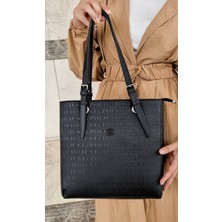 Just Polo Kadın Siyah Büyük Boy 4 Bölmeli Deri Omuz Çantası Tote Bag Şık ve Dayanıklı Tasarım