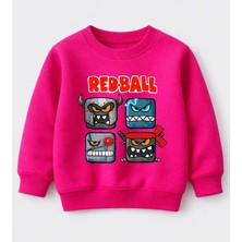 Efendioğlu Design Sweatshirt Red Ball Baskılı Pamuklu 3 Iplik Şardonsuz Sweatshirt