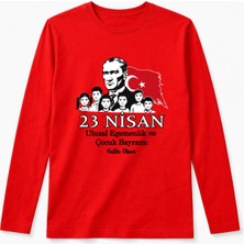 Efendioğlu Design Uzun Kollu 6 Çocuk ve Atatürk Baskılı 23 Nisan Ulusal Egemenlik Bayramı Tişörtü