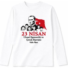 Efendioğlu Design Uzun Kollu 6 Çocuk ve Atatürk Baskılı 23 Nisan Ulusal Egemenlik Bayramı Tişörtü