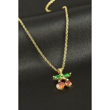 Zero Land Storozde Kiraz Zirkon Taşlı Çelik Kolye-Sarı