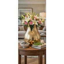 Gold Parlak Dekoratif Taç Vazo