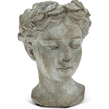Astera Bayan Başı Heykel Bitki Saksısı 16,5 cm Y 16,5 cm Y Gri