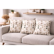 Özdağ Home Concept Ramazan Temalı 2’li Çift Taraflı Duck Dijital Baskı Kırlent Kılıfı 43X43 cm – Ramazan Temalı Ay Yıldız Fener Desenli Dekoratif Yastık Kılıfı Seti