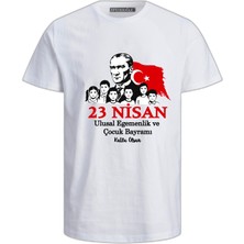 Efendioğlu Design Kısa Kollu 6 Çocuk ve Atatürk Baskılı 23 Nisan Ulusal Egemenlik Bayramı Tişörtü