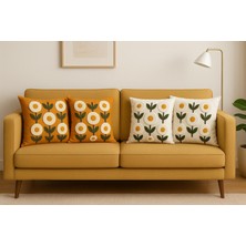 Ber-Tun Tekstil Çiçek Desenli Kırlent Kılıfı 4'lü Takım