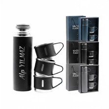 Promopanya Siyah Renk Premium Termos Seti 500ml Isim Yazılabilir