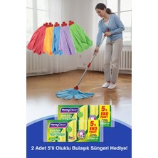 Normadia 5'li Mikrofiber Havlu Mop Yedek + 2 Paket Oluklu Sünger Hediye