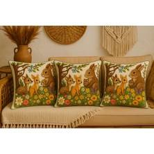 Hayvan Desenli Kırlent Kılıfı 3'lü Takım