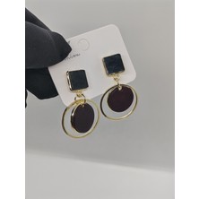 Cadde Dükkanı Yuvarlak Doğal Taş Figürlü Sallantılı Çelik Küpe