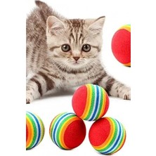 10 Adet Gökkuşağı Renkli Kedi Köpek Minik Oyun Topu 4,2 cm