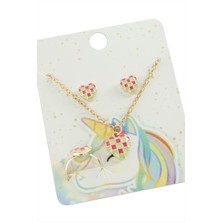 Zero Land Storozde Kalp Mineli Set Kolye-Sarı