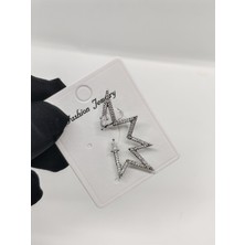 Cadde Dükkanı Kıkırdak Küpe Zigzag Taşlı Silver