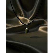 Meneva Aksesuar Yeşil Rutil Kuvars Doğal Taş Deri Ipli Kolye