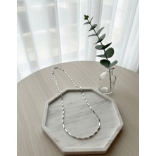 Meneva Aksesuar Gümüş Renk Geometrik Bar Zincir Kolye