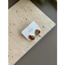 Royaleks Taşlı Küpe - Kahverengi