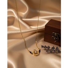 Meneva Aksesuar Kanatlı Hareketli Tektaş Çelik Kolye