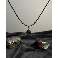 Meneva Aksesuar Dumanlı Kuvars Doğal Taş Deri Ipli Kolye