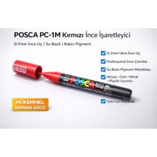 Posca Pc-1m 0.7mm Kırmızı Ince Uç Su Bazlı Kalıcı Pigment Marker