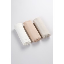 Bondberro 3 Adet Çok Amaçlı Müslin Örtü & Battaniye 2 Katlı Pamuk Xl Boy 100 x 85 cm ( Bej,Taş,Krem )