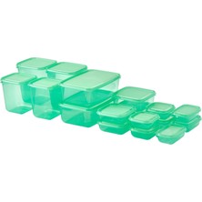 IKEA Pruta Plastik Gıda Saklama Kabı Seti , Yeşil, 17 Parça