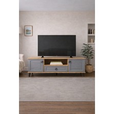 Dekurt Modern Ahşap Ankrasit Tv Ünitesi Kapaklı Televizyon Ünitesi Salon Tv Sehpası 140CM
