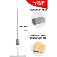 Normadia 360° Dönen Su Püskürtmeli Sprey Mop Seti + Yedek Bez ve Mikrofiber Bezler