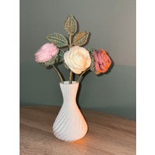 El Yapımı Örgü Çiçekli Dekoratif Vazo