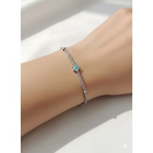 Cadde Dükkanı Nazar Boncuklu Taşlı Çelik Bileklik Silver