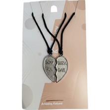 Meneva Aksesuar Sonsuza Kadar Ikili Arkadaşlık ve Paylaşılan Kalp Kolye Seti