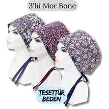 Doktorbonem Tesettür Beden 3'lü Mor Bone Mor Kır Çiçekleri Mor Çıtır Mor Çıtı Pıtı Cerrahi Bone