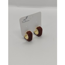 Cadde Dükkanı Kadife Kumaşlı Kahvarengi Sallantılı Küpe