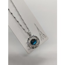 Cadde Dükkanı Galaxy Figürlü Taşlı Gümüş Renk Çelik Kolye