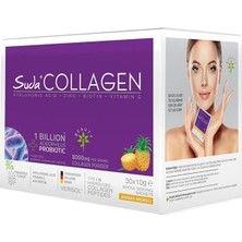 Suda Collagen + Probiyotik Ananas Aromalı 30 x 10 gr Toz Saşe - Dezenfektan Hediyeli (%72 Alkol)