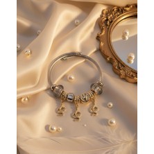 Meneva Aksesuar Özel Tasarım Yılan ve Barış Temalı Çelik Charm Bileklik