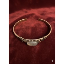 Meneva Aksesuar Kristal Kuvars Taşlı Antik Bakır Kelepçe Bileklik