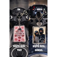 Shiney Aksesuar Guardian Charm – Kişiye Özel Fotoğraflı Motorcu Anahtarlık Ride Safe Çift Taraflı – Motorcuya Hediye