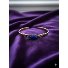 Meneva Aksesuar Lapis Lazuli Taşlı Antik Bakır Kelepçe Bileklik
