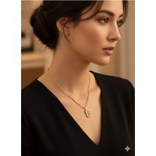 Cadde Dükkanı Çelik Külçe Kolye Standart Boy Gold Renk Model1