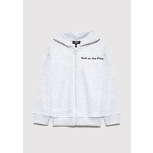 Mavi Sırt Baskılı Kapüşonlu Gri Sweatshirt 6S10182-88467