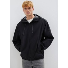 Mavi Kapüşonlu Siyah Ceket 0110818-900