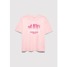 Mavi Mavi Logo Baskılı Pembe Tişört 7610386-71007